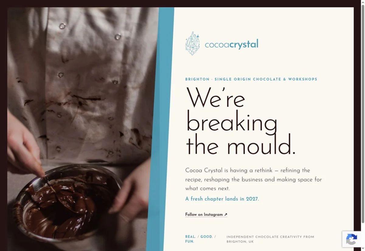 Cocoa Crystal website screenshot