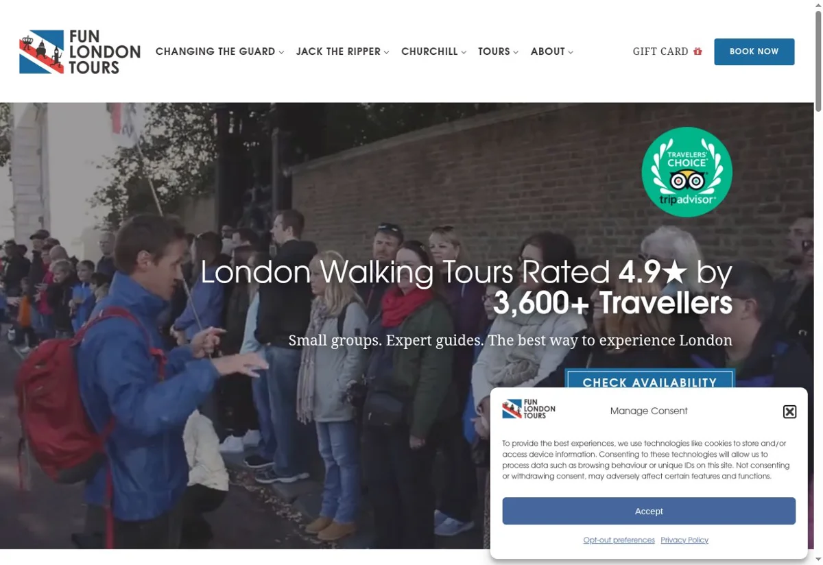 Fun London Tours website screenshot