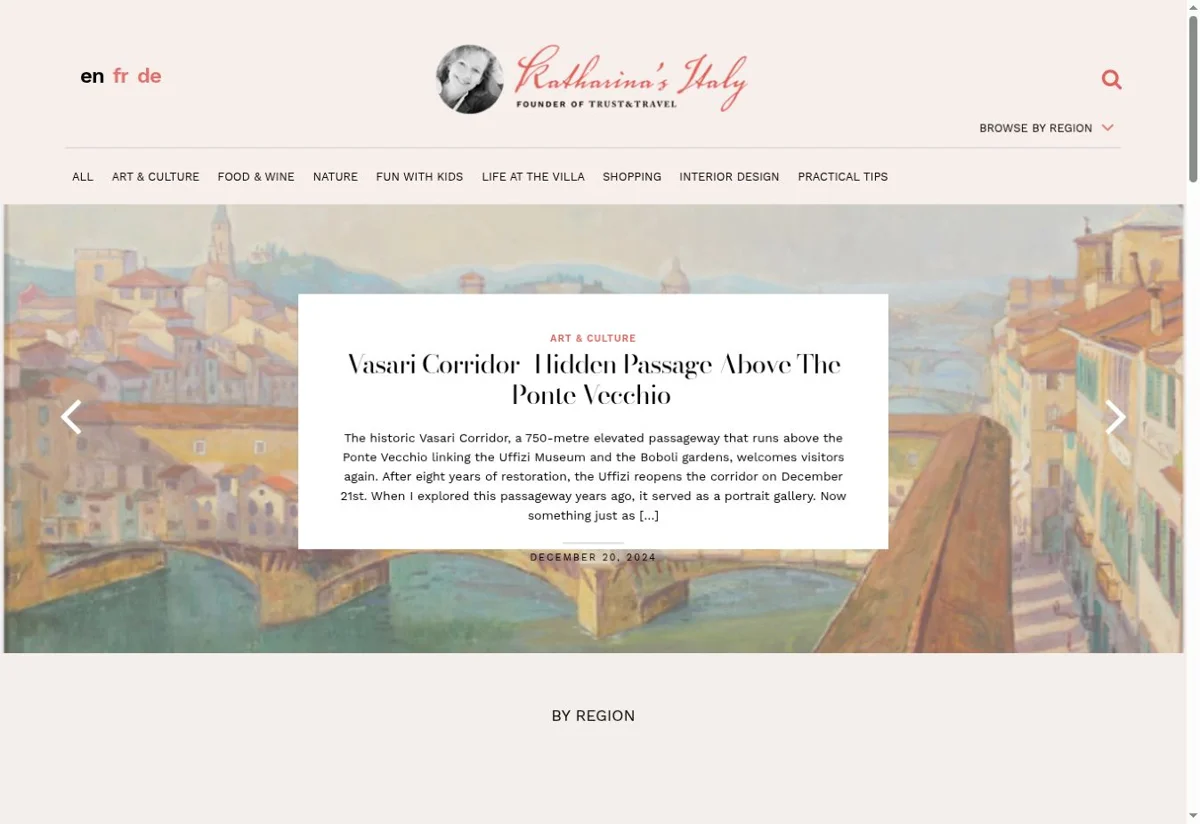 Katharina’s Italy website screenshot