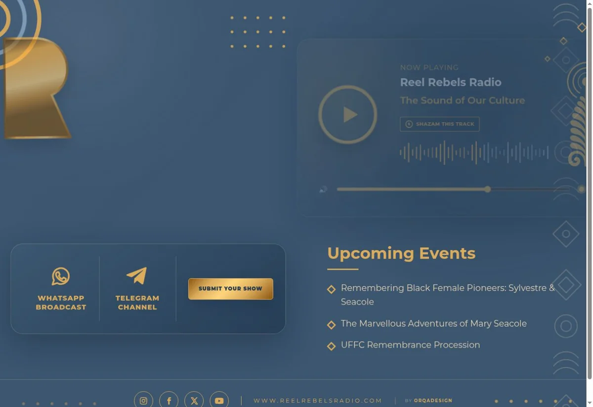 Reel Rebels Radio website screenshot